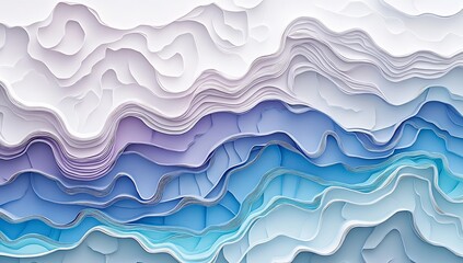 Fototapeta premium 3D Abstract Vector Illustration with White and Blue Topographic Lines