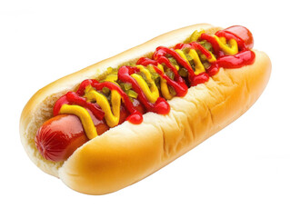 Classic Hot Dog with Ketchup, Mustard & Relish Transparent Background
