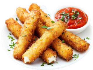 Mozzarella Sticks with Crispy Breading Transparent Background

