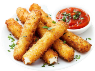 Mozzarella Sticks with Crispy Breading Transparent Background

