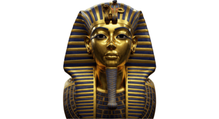 Golden Pharaoh Mask isolated on transparent png background