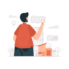 A man looking for the best residential vector illustration