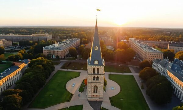 View from a drone on the campus of the university
