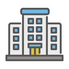hotel building filled outline icon. hotel color outline icon.