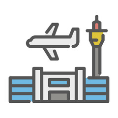 Airport filled outline icon. Airport color outline icon.