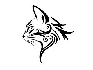 Obraz premium Tribal Cat Head Vector Illustration