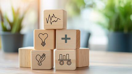 Healthcare Innovation Medical Research Treatment Concept with Wooden Blocks