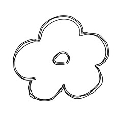 可愛い花の手描きアイコン 複数の線が重なったモノクロのベクターイラスト