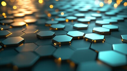 Obraz premium Glowing hexagonal grids extending infinitely