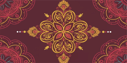 Fototapeta premium Intricate Vector Illustration of Traditional Indian Kolam Rangoli