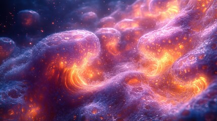Abstract swirling fiery nebula in space