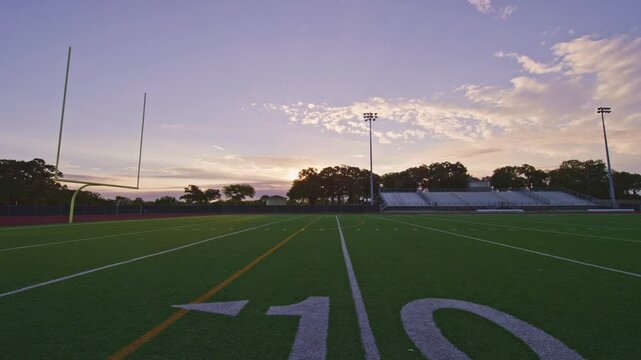 Plate shot of a practice sports field in a high school stadium