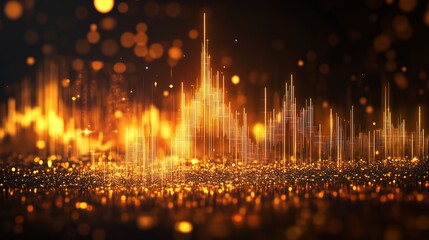 Fototapeta premium Gold Price Increasing Background with Golden Candles Moving Up, Minimalistic Design