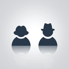 Pictograms of a man and a woman, an avatar, a character of unisex