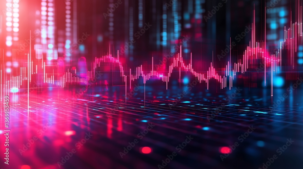 Poster stock market chart with transparency gradients - minimalistic design with copy space