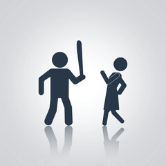 Violent man on women icon, domestic violence signs