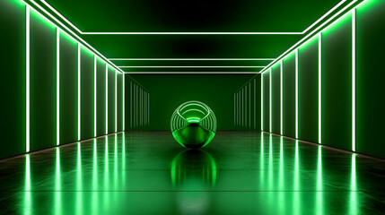 Man in a green screen room and a tunnel with architectural interior