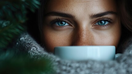 Woman enjoying a warm drink