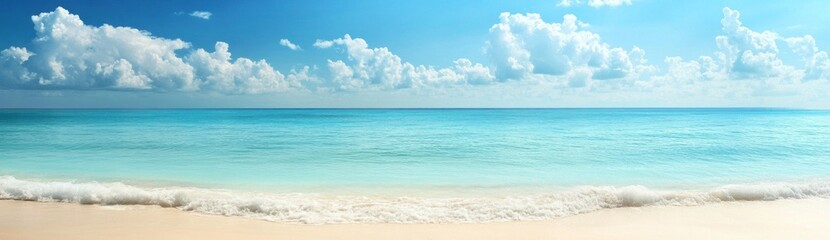 Obraz premium A beautiful scenic panorama of the calm ocean and bright sky