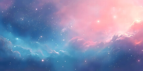 Fototapeta premium Celestial Dreamscape: A Vision of Pink and Blue Nebulae