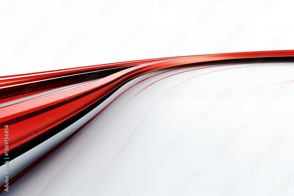 Aufkleber abstract red and black curved lines against a white background creating a modern art design