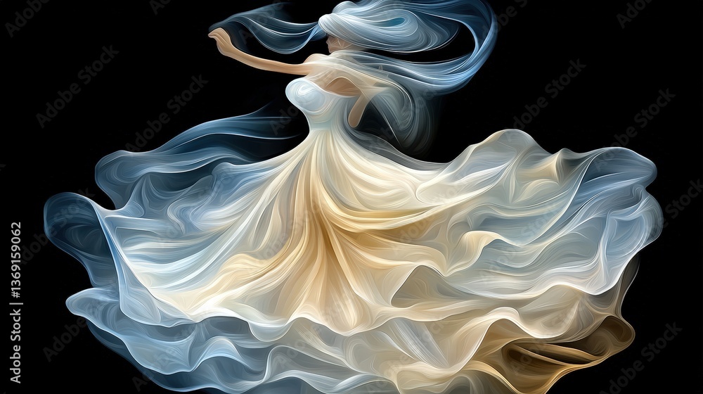 Aufkleber a blue-toned seashell with a smooth curve rests against a stark black backdrop, its flowing shape il
