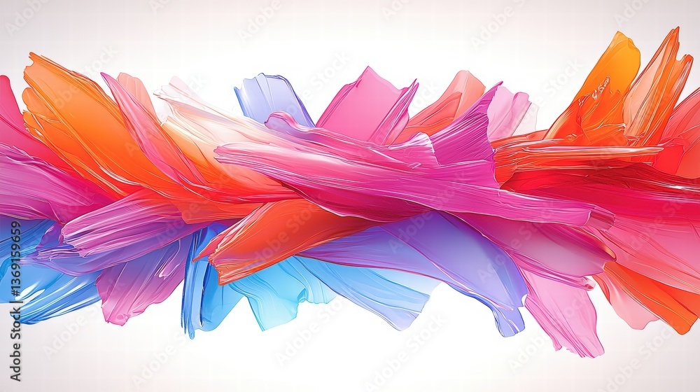 Poster a vibrant and colorful abstract painting full of dynamic shapes and vivid colors capturing imaginati