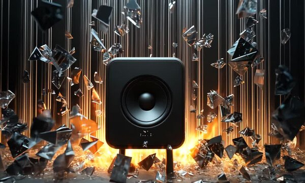 Dynamic Sound Wave Display with Shattered Crystal Effects with ai generated.