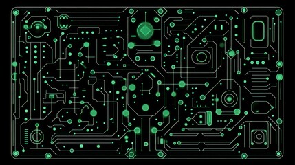 Green circuit board, tech background
