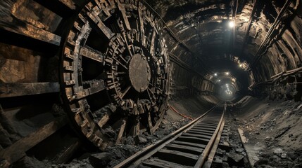 A coal mining machine extracting tons of material from deep underground.
