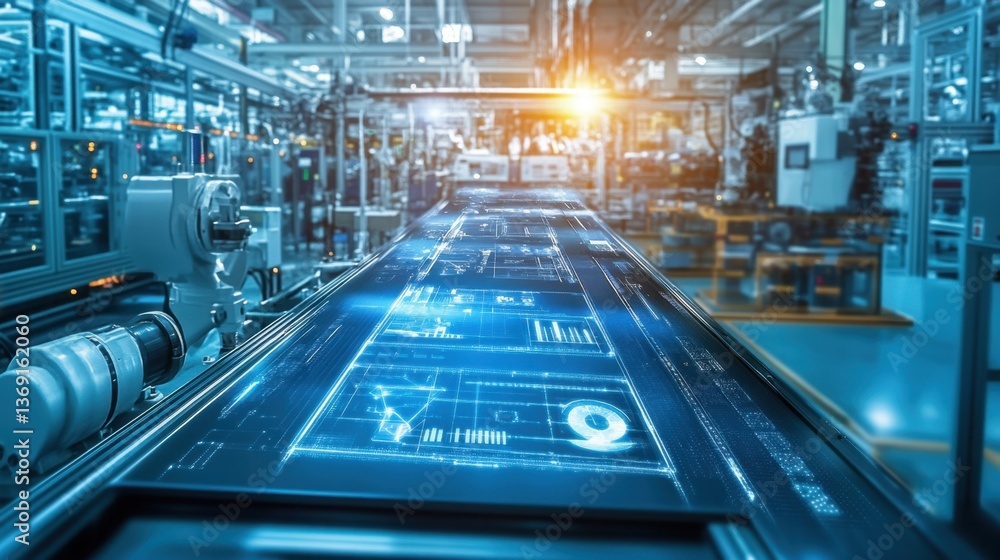 Poster a cutting-edge industrial ai system optimizing machine performance.