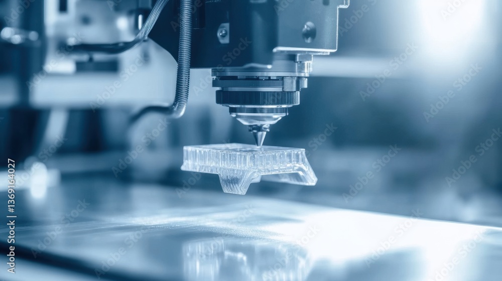 Poster a fully automated d printing production line creating industrial components.