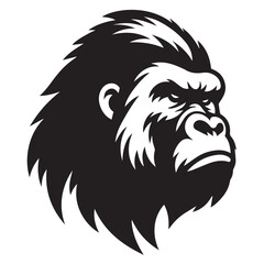 Fototapeta premium Gorilla silhouette black and white vector icon