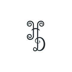 Elegant Curved Letter H and D Monogram Logo