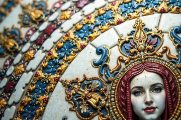 Obraz premium Intricate Roman mosaic detail, snow-white setting, decor, geometric, heritage