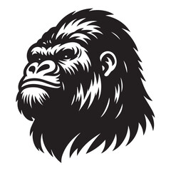 Fototapeta premium Gorilla silhouette black and white vector icon