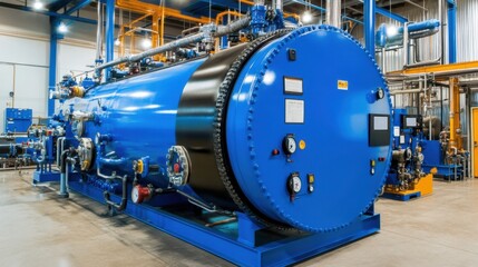 A high-efficiency industrial boiler generating steam for energy production.