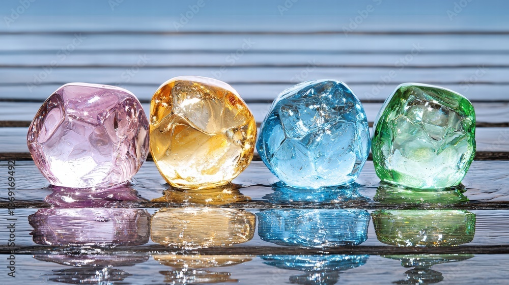 Aufkleber three colorful diamonds sparkling under bright light creating a dazzling and vibrant display