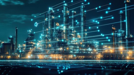 Obraz premium A real-time data visualization of an industrial plant's production efficiency.