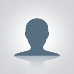 Man user icon, in grey color, with a silver background