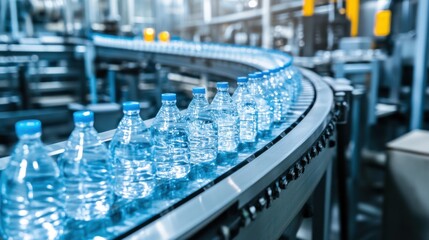 Obraz premium A row of factory conveyor belts with finished products undergoing quality checks.