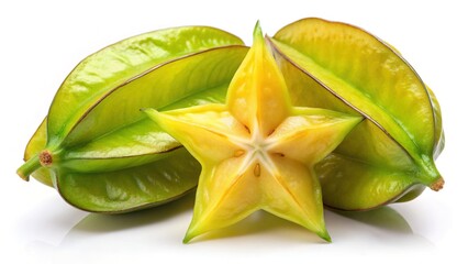 Fototapeta premium Juicy Star Fruits Ready to Eat Delicious Tropical Starfruit Healthy Vitamins Fresh Star Apples Sweet Exotic Fruit