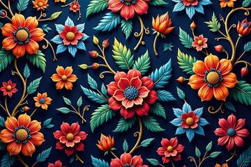 Intricate paisley floral pattern in rich jewel tones, pattern, traditional