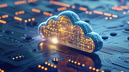 A Cloud Computing Icon Integrated Into A Circuit Board Background, Highlighting The Synergy Between Digital Innovation And Cloud Technology In Modern Computing.