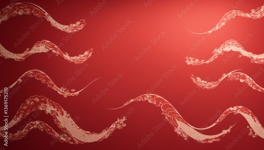 Poster cloudy with a chance of style. enchanting red wave patterns