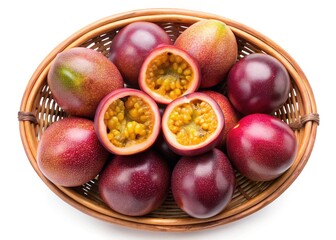 Obraz premium A Basket of Fresh Ripe Passion Fruits Ready to Eat