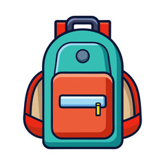 A vibrant teal and orange Vector Illustration backpack perfect for school travel adventures