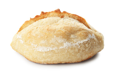 Whole loaf of freshly baked bread isolated on white