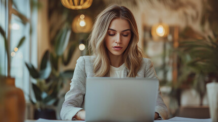 Woman working on laptop