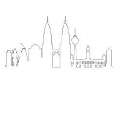 Obraz premium Kuala Lumpur City Skyline – Minimalist Landmark Silhouette of Skyscrapers and Urban Architecture for Travel and Tourism